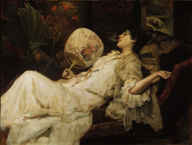 F.Masriera, Young Woman Relaxing